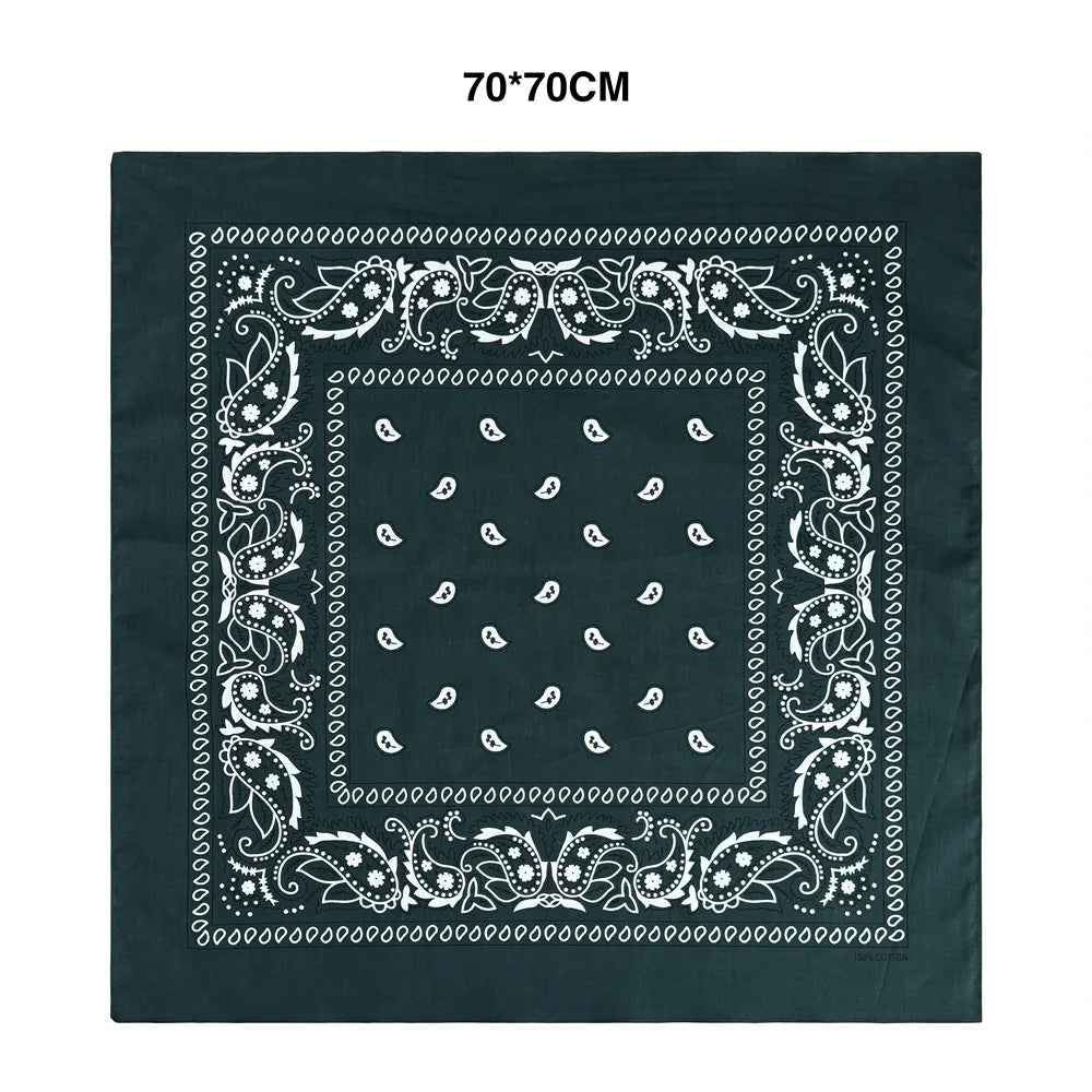 70CM Oversized Hip Hop Amoeba Cashew Cotton Square Bandana Scarf Headband Black Paisley Gifts For Men/Boys/Girls