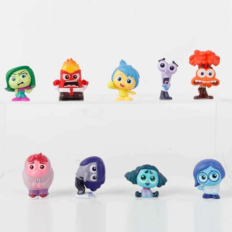 9pcs/Set Mini Inside Out 2 Action Figure Toy Cartoon Movie Joy Anxiety Anger Sadness Disgust Fear Model Doll Figurines Kids Gift