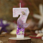 Mermaid Tail Birthday Candles with Starfish, Number Candles, Creative Cake Decorations for Birthday Party, DIY Party Decoration