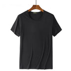 2 Packs Bamboo Fiber Round Neck T-shirts Short Sleeve Classic Tees Sweat-absorbent Gym Man Undershirt Solid Color Tee Black New