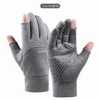 Winter Waterproof Fishing Men's Gloves Women's Cycling Warm Anti Slip Outdoor Sports Exposed Two Finger Touch Screen Gloves