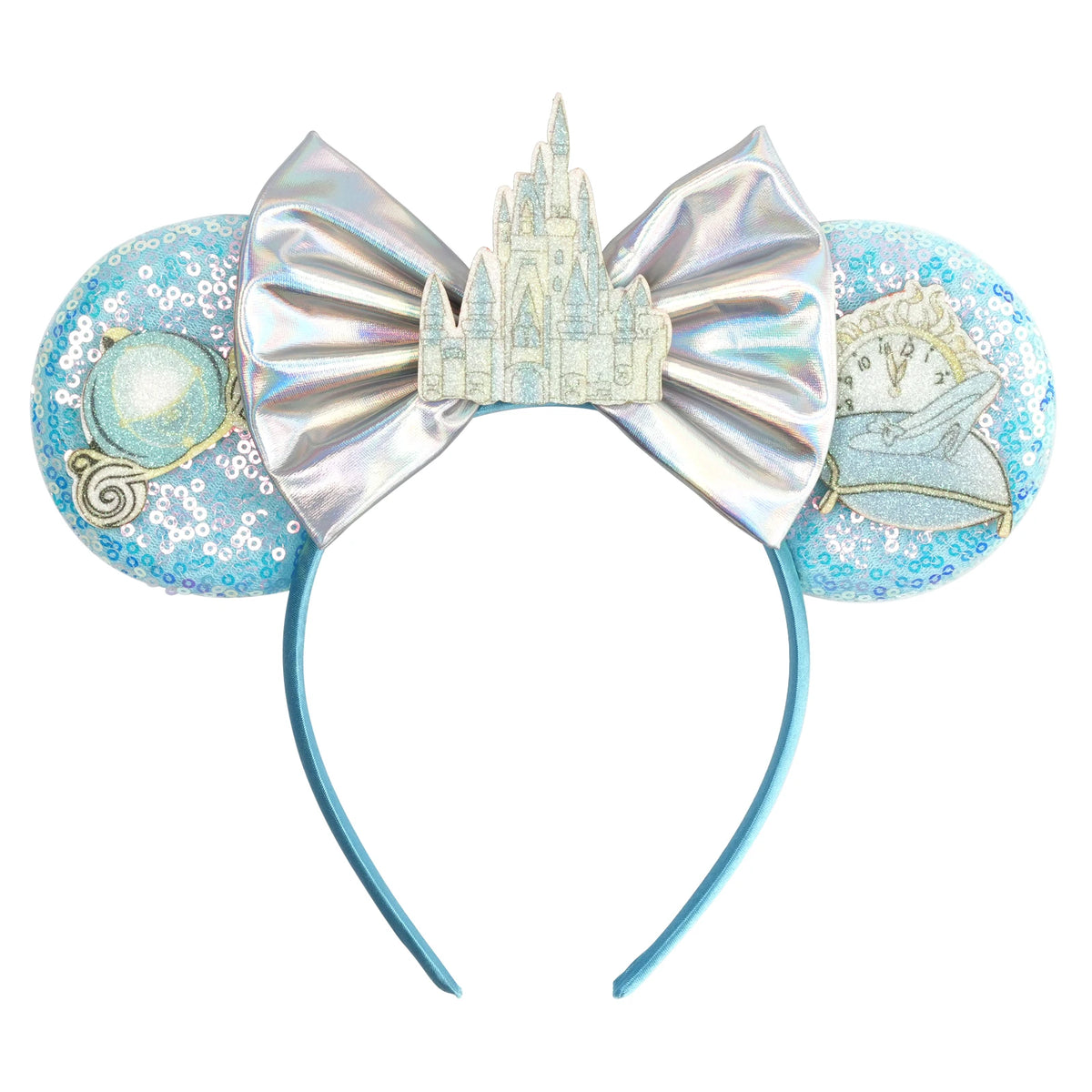 Cinderella Cartoon Mouse Ear Headband Sequin Bows Girl Adult Kid Halloween DIY Party Cosplay Hair Accessories Princess Hairband