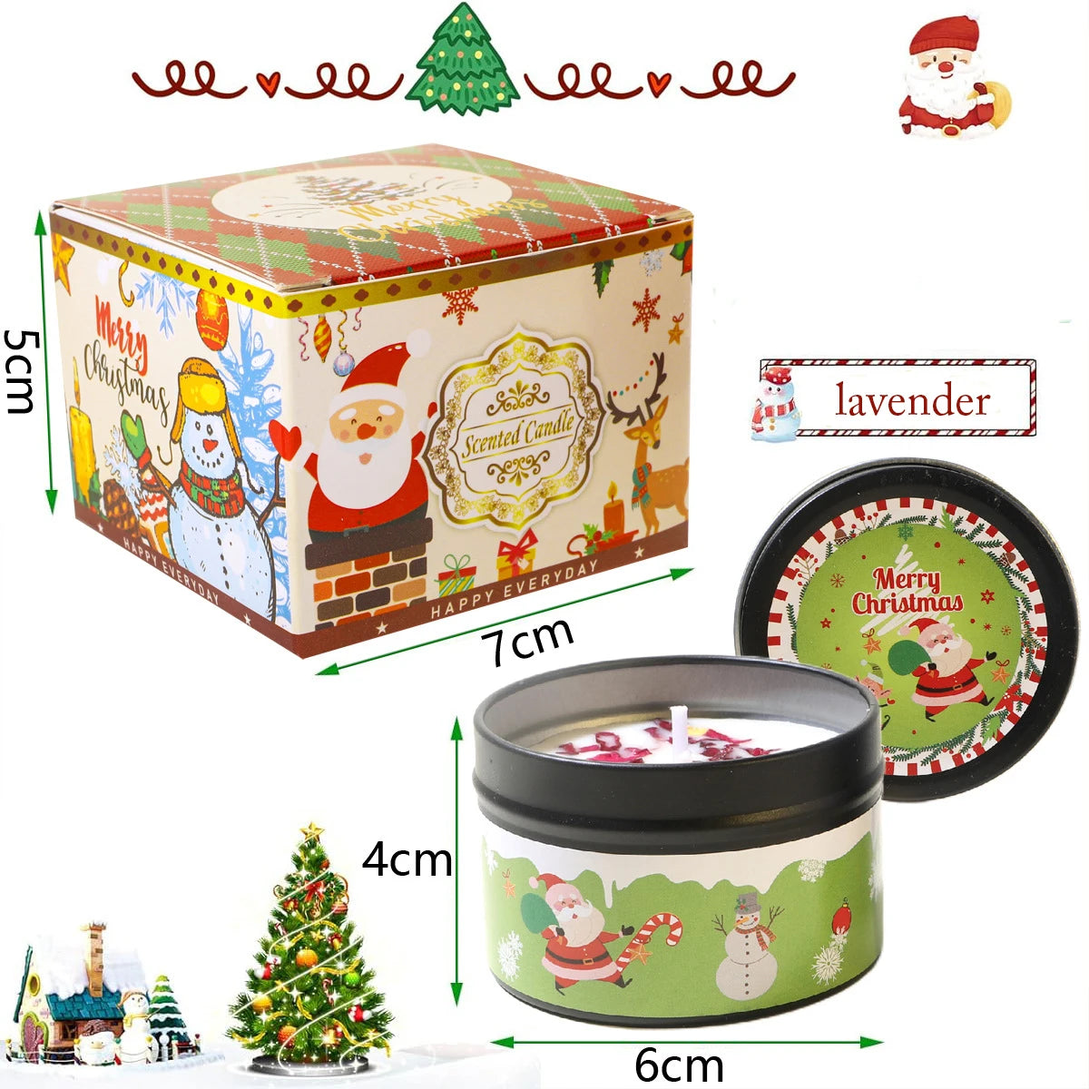 Christmas Scented Candle Set Gift Fragrance Candle Jar Smokeless Romantic Incense Aromatherapy Candle Stonedried Flower Soy Wax