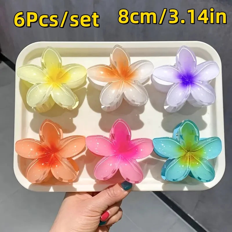 3Pcs/18Pcs Egg Flower Hair Clips Gradient Candy Color Flowers Suitable for Daily Backcombed Ponytail Shark Clip Hair Accessories