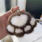 Cat Paw Pendant Keychain Couple Keychain Fluffy Faux Fur Keychain Charm Cute Soft Plush Toy Key Ring Backpack Car Key Pendant