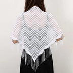 Fashion Lace Embrodiery  Tassel Triangle Scarf Women Headscarf Female Eid Summer Shawls Scarves Long Veil Floral Scarf Turban