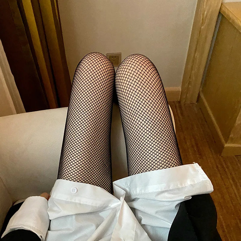 Sexy Women's Long Fishnet Body Stockings Fish Net Pantyhose Mesh Nylon Tights Lingerie Black Summer Thigh High Waist Hosiery