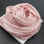 2025 Women's Pure Color Linen Scarf Long Bohemian Beach Wrap Shawl Summer Sunscreen Hijab Stole Versatile Fashion Accessory