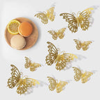 48pcs 3D Butterfly Wall Decor 4 Styles 3 Sizes, Gold Butterfly Decorations for Butterfly Birthday Party Cake Room Decorations