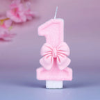 Creative digital candle new girl pink bow cute 0-9 birthday cake