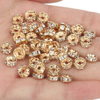 50pcs Rhinestone Spacer Beads Multi-color Crystal Metal Spacers Rondelle Beads for Jewelry Making DIY Bracelets Accessories