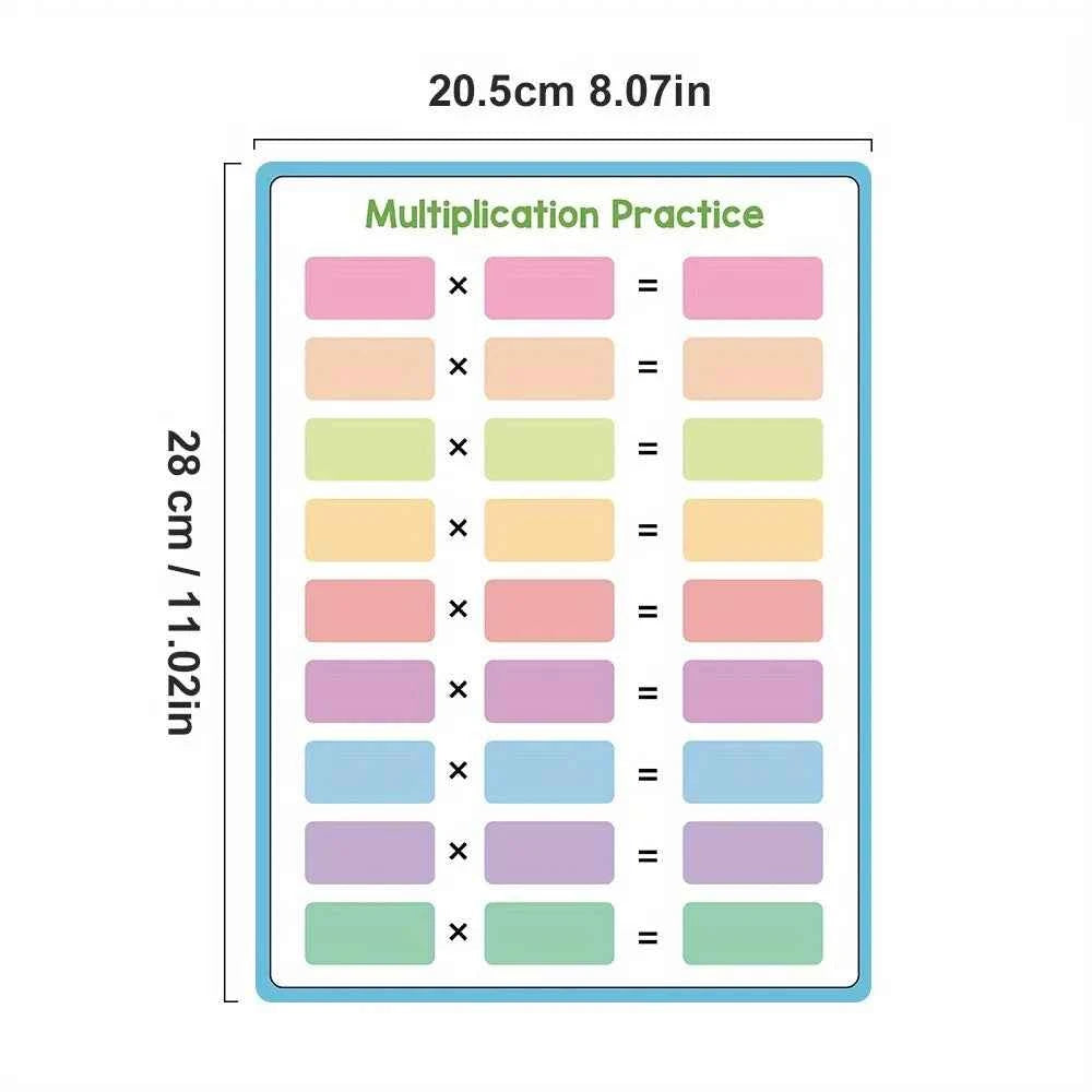 Division Multiplication Chart Double-sided Multiplication Chart Dry Erase Practice White Board Easy to Use Multiplication Table