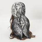 Satin Square Scarf Women Muslim Hijab Elegant 2025 Print Silk Neckerchief Shawl Wraps Headband Handle Hair Accessories Bandana