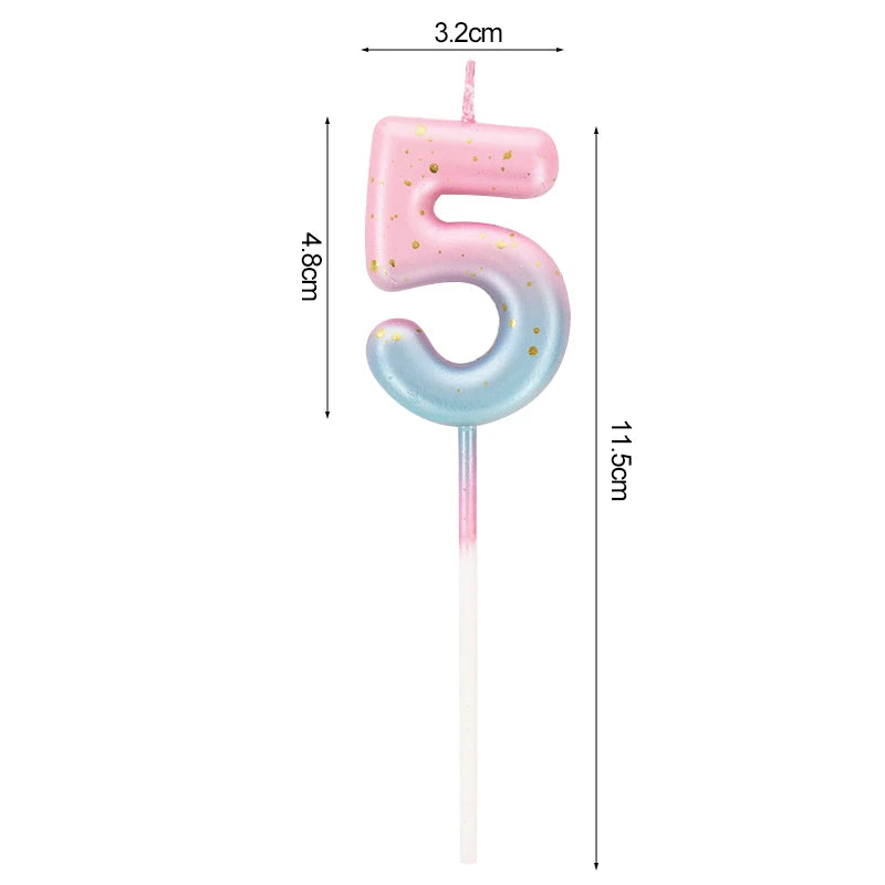 Happy Birthday Cake Decorated Interstellar Digital Colorful Candle Children's Delicate Candy Color 0-9 Number Candle Party Decor