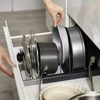 Expandable Pots and Pans Storage Rack for Cabinets Pot and Lid Holder with 6 Adjustable Shelves for Kitchen Organization Tools