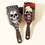 1 Piece Skeleton and Flower Patterned Air Cushion Comb - Massage Exfoliating Comb, ABS Plastic Handle, Special for Real Hair Wig