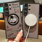 For Samsung Galaxy S26 S25 S24 S23 Ultra Plus S25 FE Edge S22 Astronaut Magsafe Charging Iron Ring Case Shockproof Bumper Cover