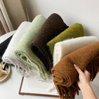 Pink Scarf Lady Autumn Winter Solid Simple Muffler Women Men Wool Blend Versatile Multi-color Soft Thermal Shawl Female Male