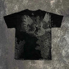 Southpole Y2K Vintage Cotton Graphic Tee Distressed Oversized Unisex T-Shirt with Gothic Print Streetwear Retro Soft Shirt Man