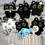 Cute Black Cat Plush Keychain Kawaii Bag Charm