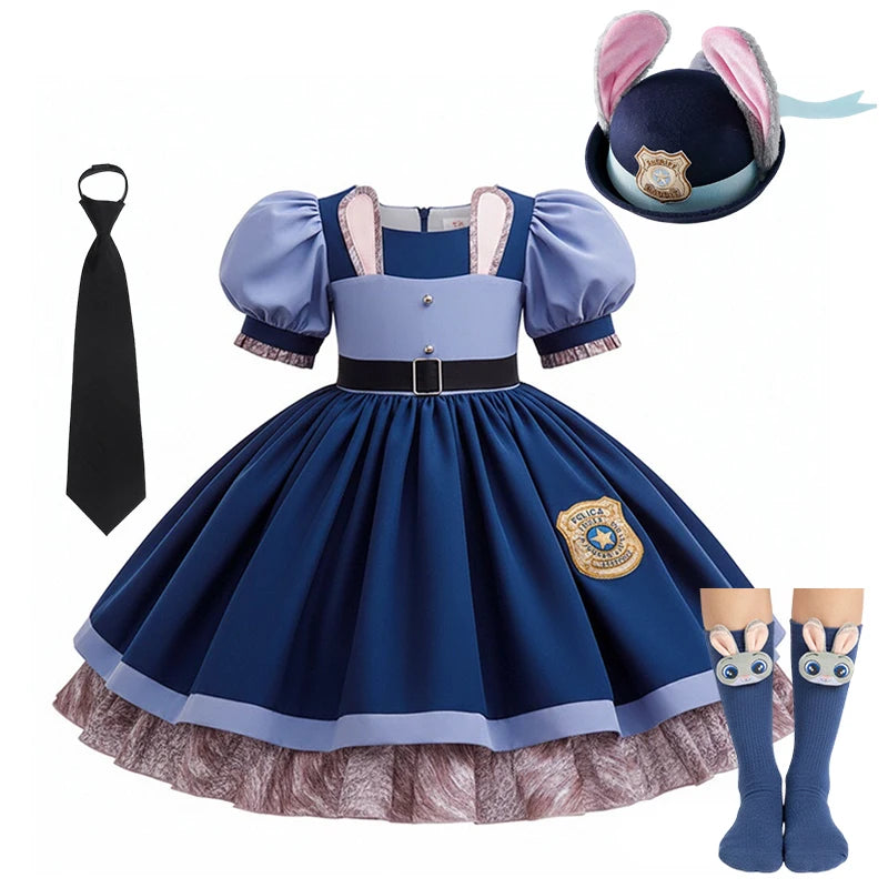 Disney Baby Girls Cosplay Zootopia Judy Bunny Costume For Children carnival Festival Dress Rabbit Police Zoo Fancy Clothes 2026