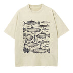 100% Cotton Tshirt Ocean Creatures Nature Short Sleeve Tops Tees Vintage Harajuku Fish T-Shirt Men Women Streetwear