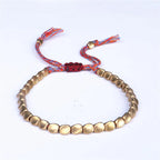 Handmade Tibetan Copper Bead Bracelet Buddhist Braided Cotton Luck Rope Bracelet Good Luck Success Amulet Women Men Vintage