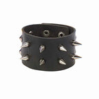 Punk Fashion Men Black Cuff Leather Bracelet Wristband Metal Rivets Stud Charm 80s Wrap Bangle for Women Rock Gothic Jewelry