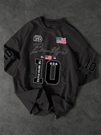 USA Brooklyn Style 10 Print Oversized T Shirt Men's Streetwear Vintage Jersey Tee
