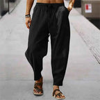 Men's Lightweight Long Pants Summer Solid Color Breathable Loose Trousers Male Elastic Waist Casual Pants Harajuku Trousers