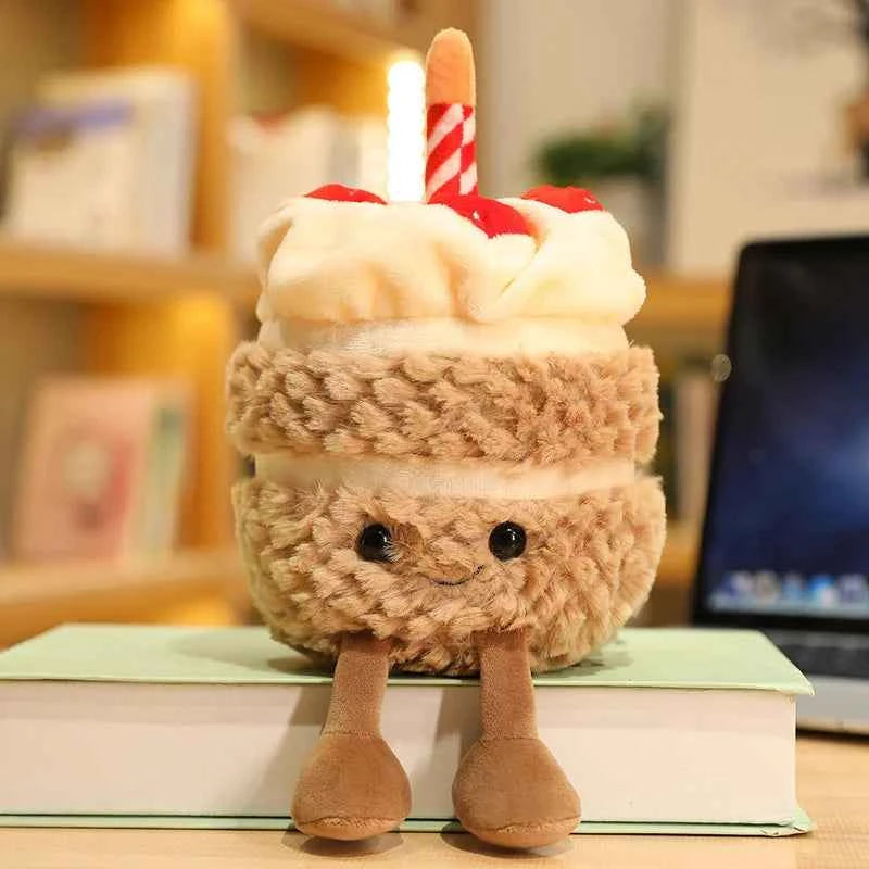 Kawaii Cartoon Hot Cake Plush Doll High Quality Soft Stuffed Fruit Strawberry Wedding Cake Simulation Food Plush Toy Home Decor