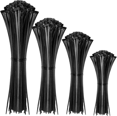 100 PCS Self-locking plastic nylon tie 100 PCS black cable tie fastening ring cable tie zip wraps strap nylon cable tie set