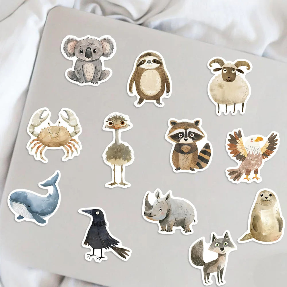 50pcs Cute Book Paintings Animals Stickers Aesthetic Decal Water Bottles Helmet Luggage Skateboard Cute Graffiti Sticker