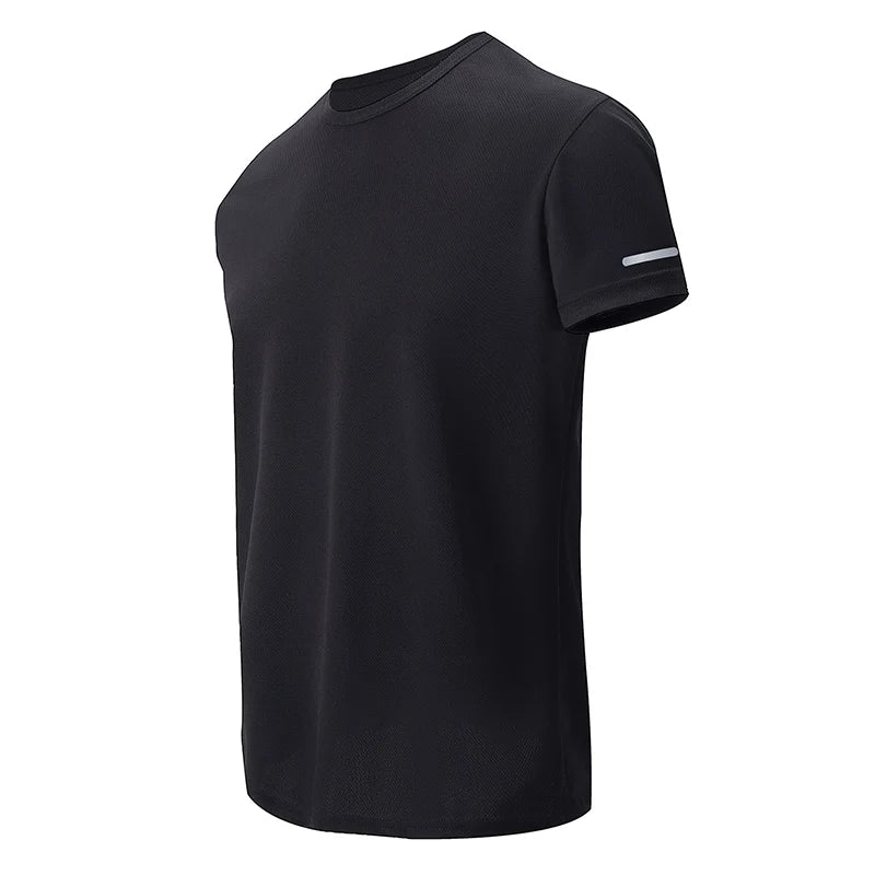 2/4/6-Pcs Four Seasons Men's Solid Color Round Neck Short Sleeve Top With Printed Cuffs Youth Sports And Leisure Fashion T-Shirt