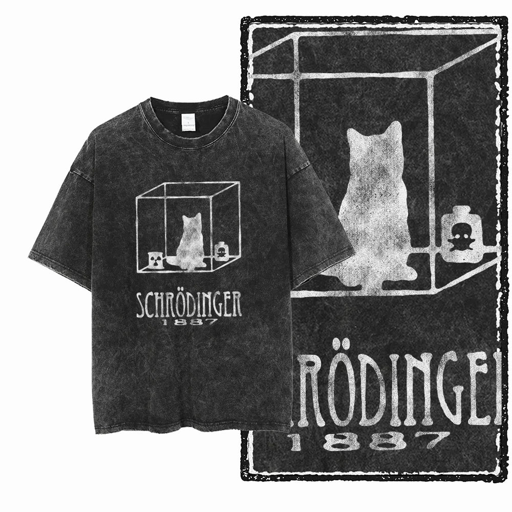 COOLMIND DB Cat Printed Cotton Acid Washed Exclusive Graphic Unisex T Shirt Cool Streetwear Men Tshirts Big Size Tee for Men