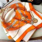 2025 Silk Shawl Print Headscarf Cat Hair Wrap Neckerchief Female Satin Square Scarf For Women Headband Foulard Hijab Bandana