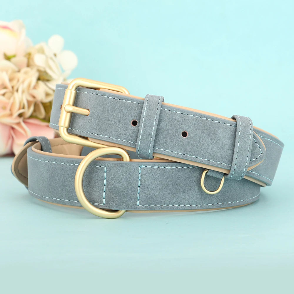 Durable Dog Collar Leather Dogs Collars Soft Padded Pet Pitbull Necklace Adjustable For Small Medium Large Dogs Pug Pet Products - WTN Essentials 