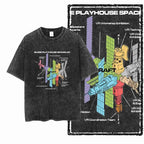 SA ASTRONAUT SPACE THEMES Printed Cotton Acid Washed Graphic Unisex T Shirt Cool Streetwear Men Tshirts Big Size Tee for men