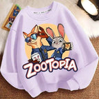 Spring Kid Boy Clothes Children Girls Disney Zootopia 2 Judy Hopps Nick Wilde Print Sweatshirt Top Baby Cartoon Pullover