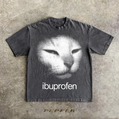 I need Ibuprofen Funny Vintage Graphic Cat T-shirt Meme Shirt Silly Kitten Tshirt Gift Shirts Ironic Tees Gift for Her Him