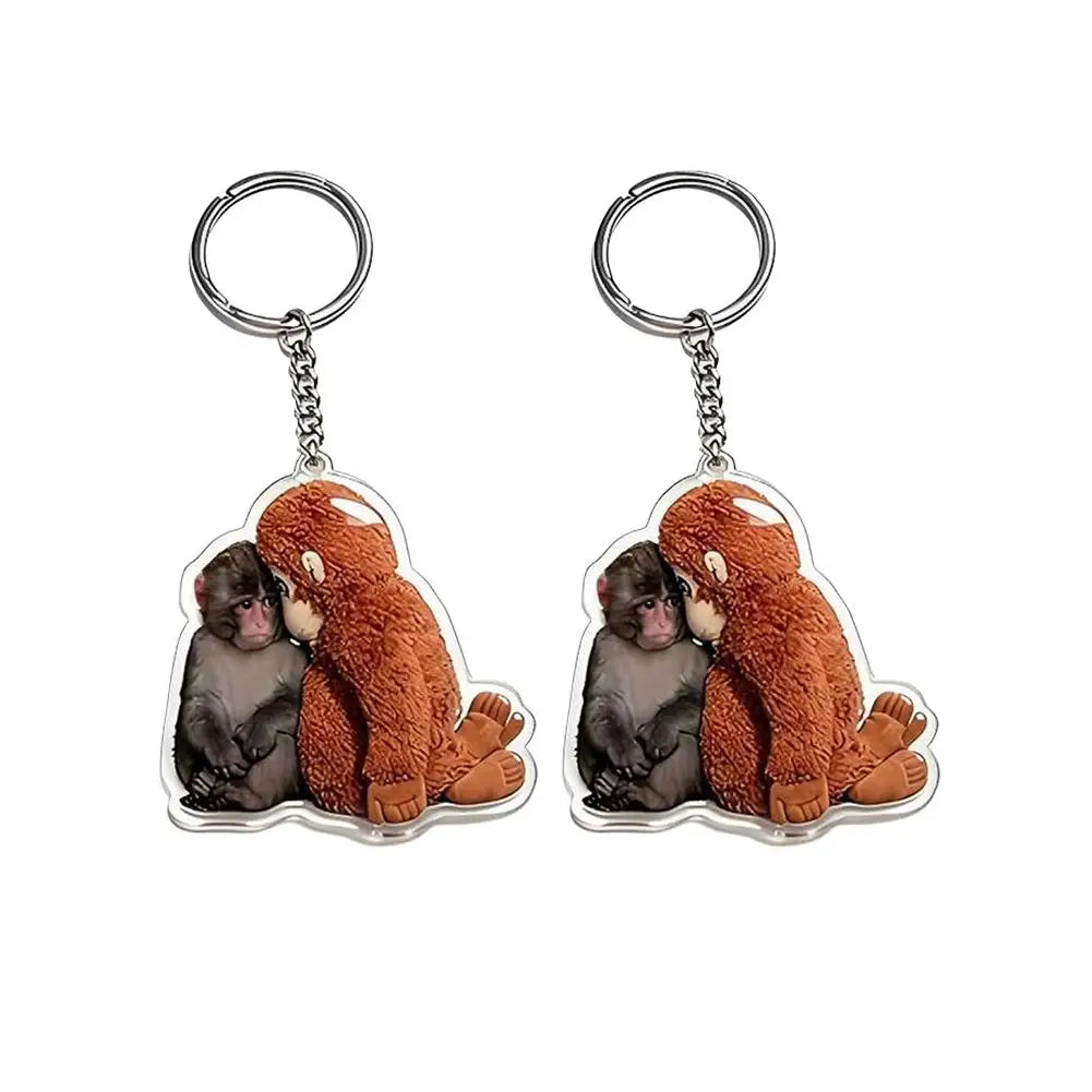 Funny Crochet Monkey Keychain Cute Backpack Bag Charm