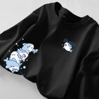 Cartoon Shark Print Simple Casual Loose Versatile Summer Short Sleeved T-shirt