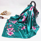 Fashion Kerchief Silk Satin Neck Scarf For Women Print Hijab Scarfs Female 90*90cm Square Shawls and Wraps Scarves For Lady