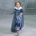 Girls Elsa Snow Queen Princess Costume Dress – Winter Cosplay Outfit