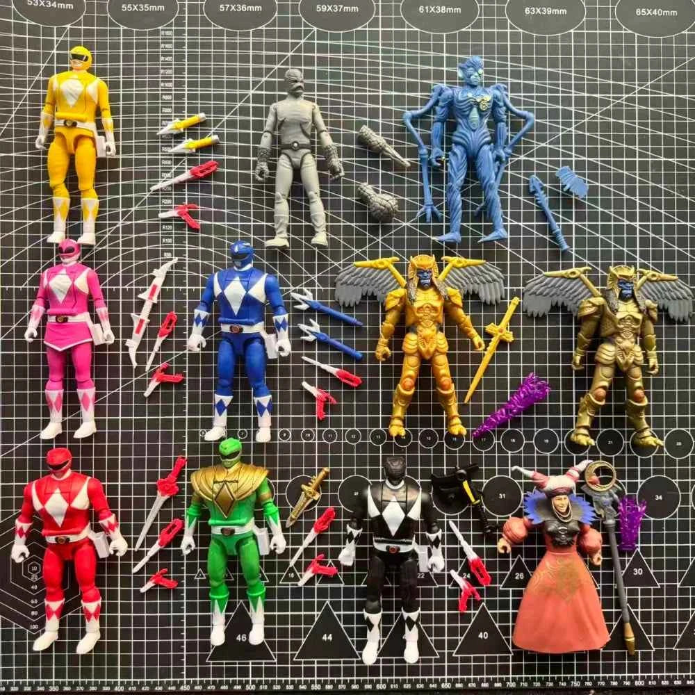 15CM Auto-Morphin Green Black Red BLUE Pink Yellow Ranger Evil Space Alien Goldar Rita Repulsa Putty Patroll Baboo Action Figure