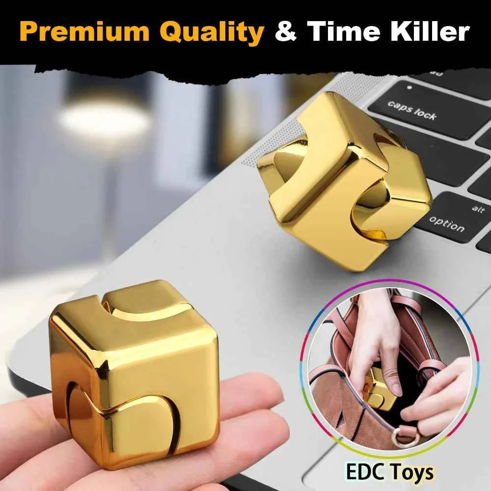 Alloy Cube Spinner Stress Relief Toy – Portable Desk Focus Gadget