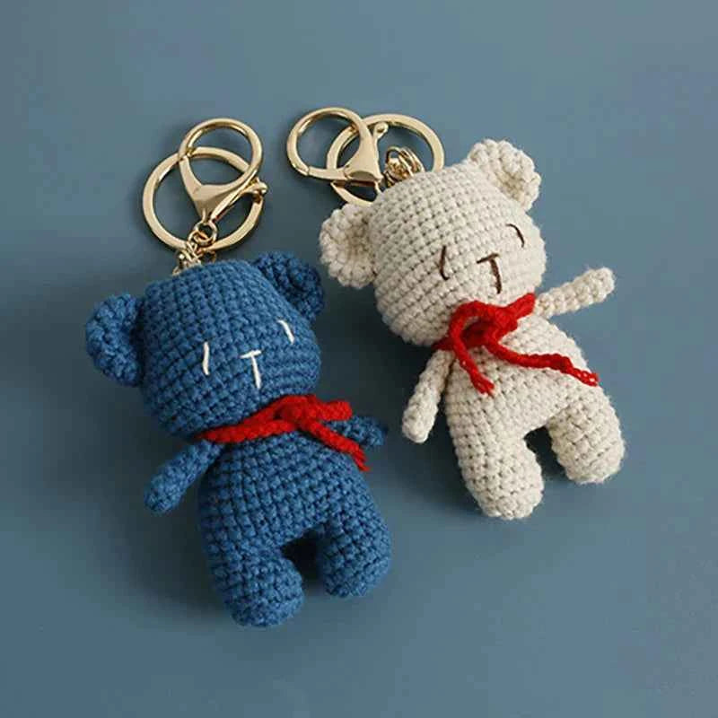 Cute Bear Couple Crochet Keychain Matching Animal Charm