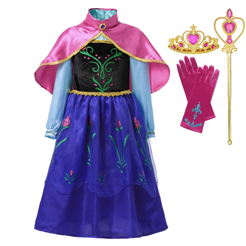 Girls Elsa Anna Princess Costume Dress – Summer Fancy Queen Outfit