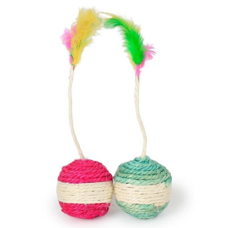 1Pc Cat Toy Sisal Scratching Ball Training Interactive Toy for Kitten Pet Cat Supplies Feather Toy Cat Toys Interactive - WTN Essentials 