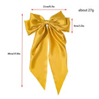 Korean Accessories Hair Clips for Women Girls Big Bowknot Solid Satin Long Ribbon Bows Spring Clamp Barette Cheveux Femme 2023